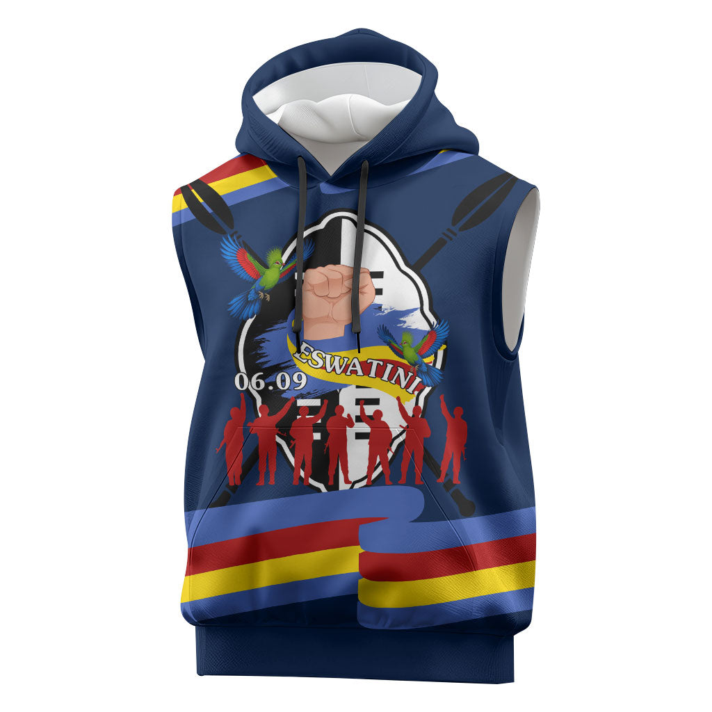Eswatini Somhlolo Day Sleeveless Hoodie Swazi Flag Tribal Shield Heritage Graphic
