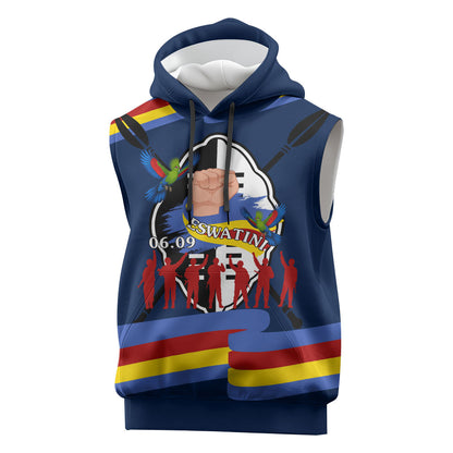 Eswatini Somhlolo Day Sleeveless Hoodie Swazi Flag Tribal Shield Heritage Graphic