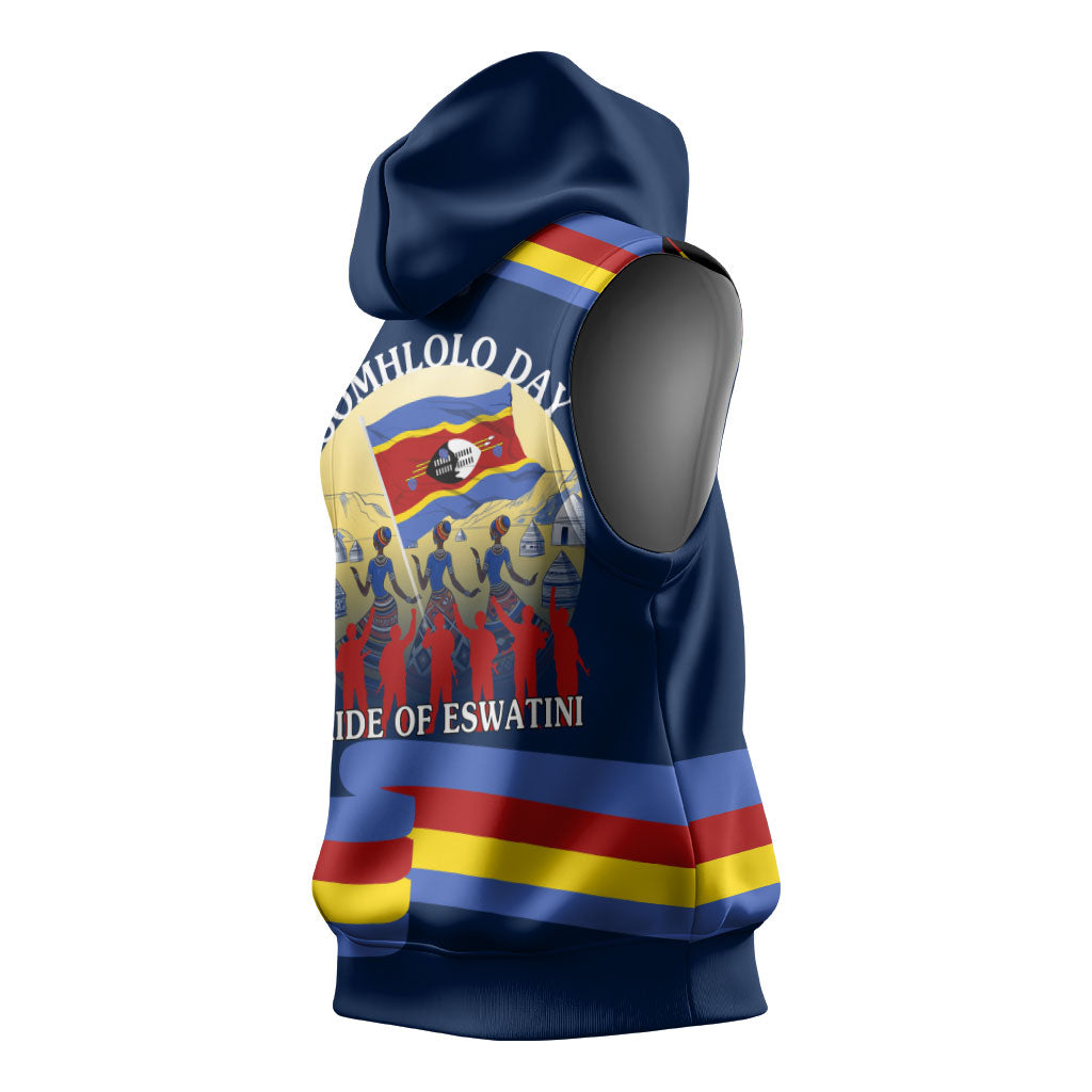 Eswatini Somhlolo Day Sleeveless Hoodie Swazi Flag Tribal Shield Heritage Graphic