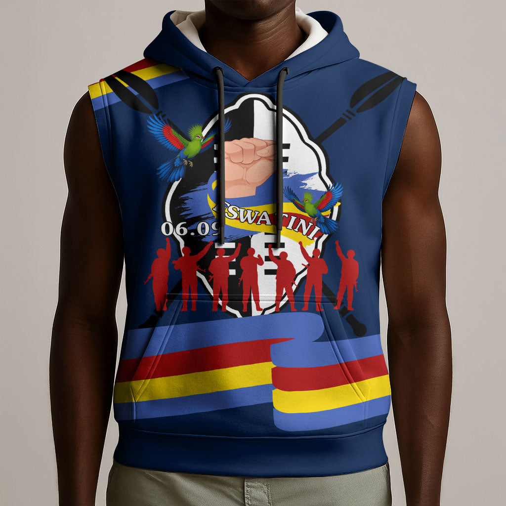 Eswatini Somhlolo Day Sleeveless Hoodie Swazi Flag Tribal Shield Heritage Graphic