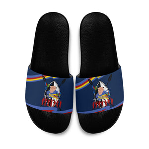 Eswatini Somhlolo Day Slide Sandals Swazi Flag Tribal Shield Heritage Graphic