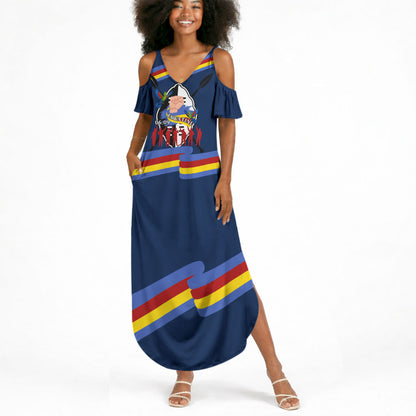 Eswatini Somhlolo Day Summer Maxi Dress Swazi Flag Tribal Shield Heritage Graphic