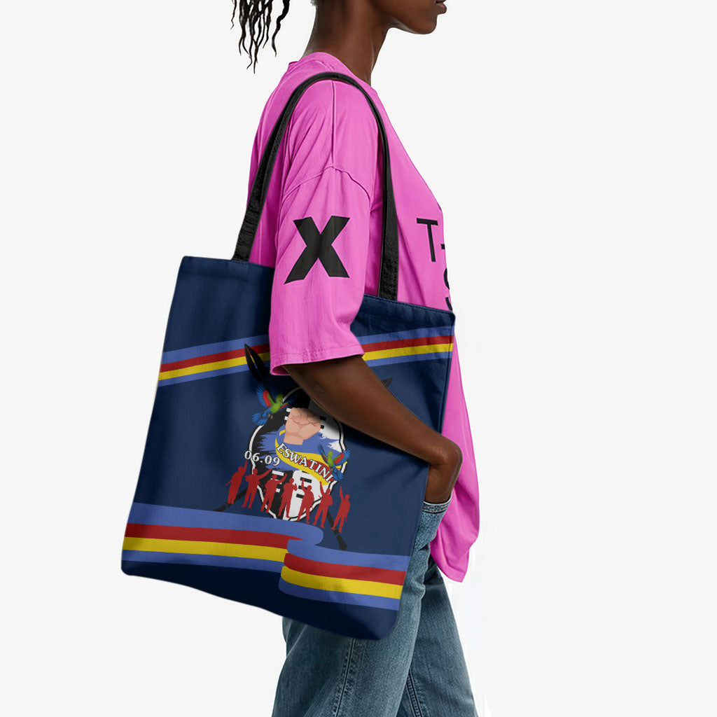 Eswatini Somhlolo Day Tote Bag Swazi Flag Tribal Shield Heritage Graphic