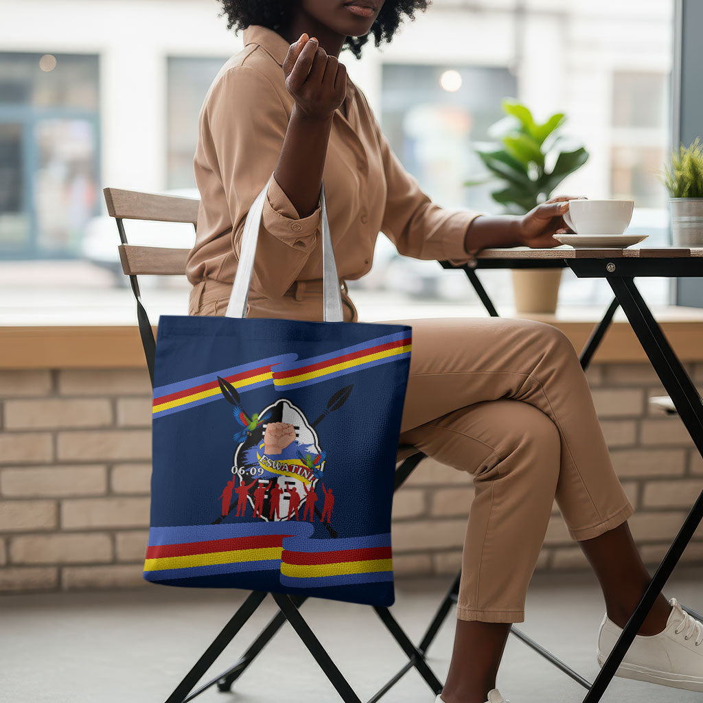 Eswatini Somhlolo Day Tote Bag Swazi Flag Tribal Shield Heritage Graphic