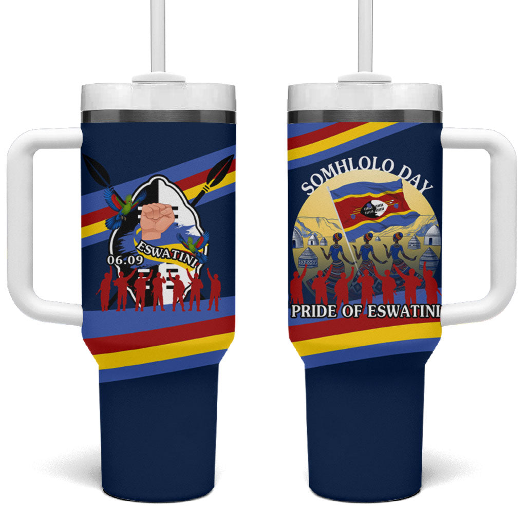 Eswatini Somhlolo Day Tumbler With Handle Swazi Flag Tribal Shield Heritage Graphic