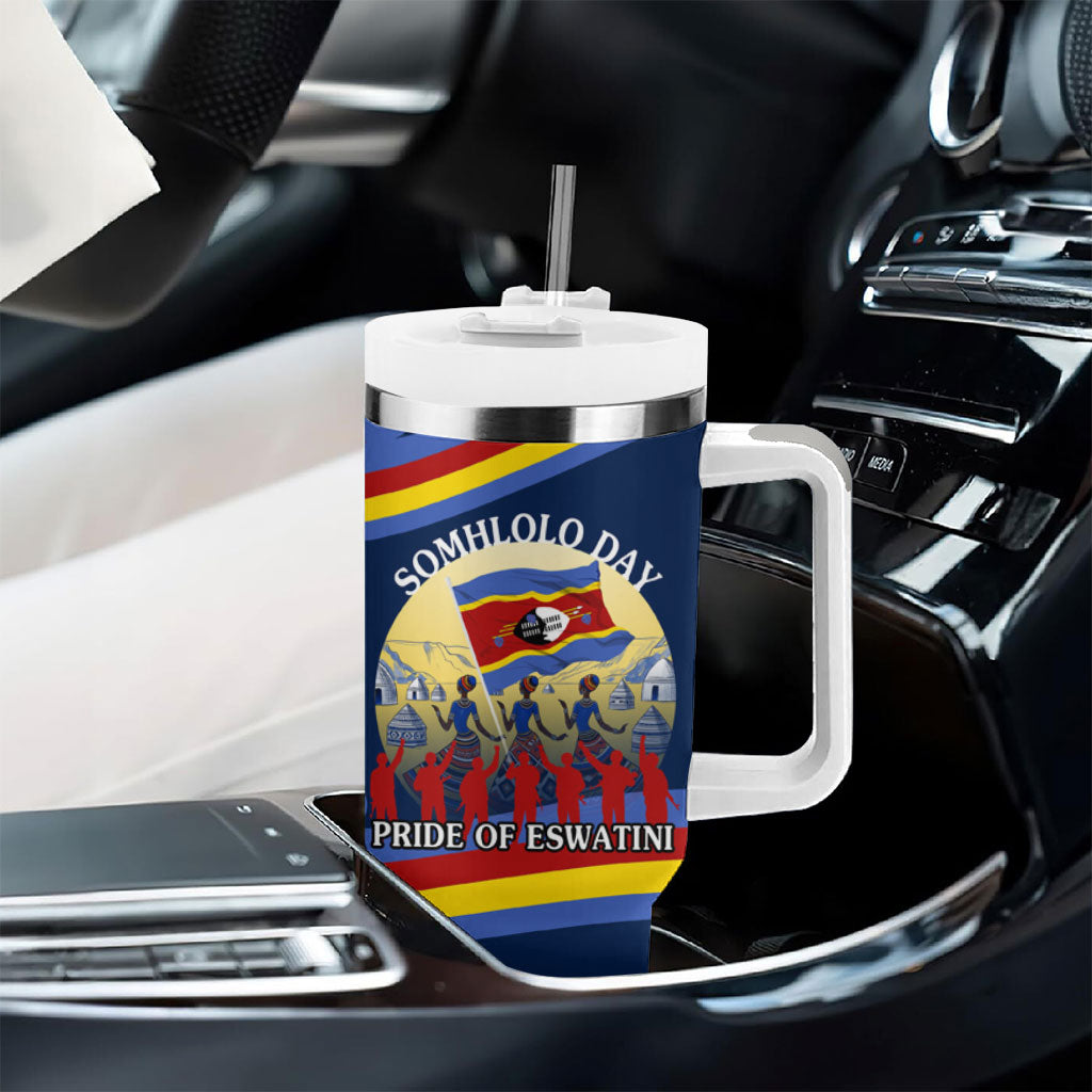 Eswatini Somhlolo Day Tumbler With Handle Swazi Flag Tribal Shield Heritage Graphic