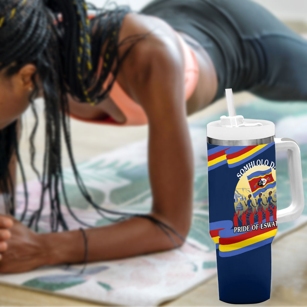 Eswatini Somhlolo Day Tumbler With Handle Swazi Flag Tribal Shield Heritage Graphic