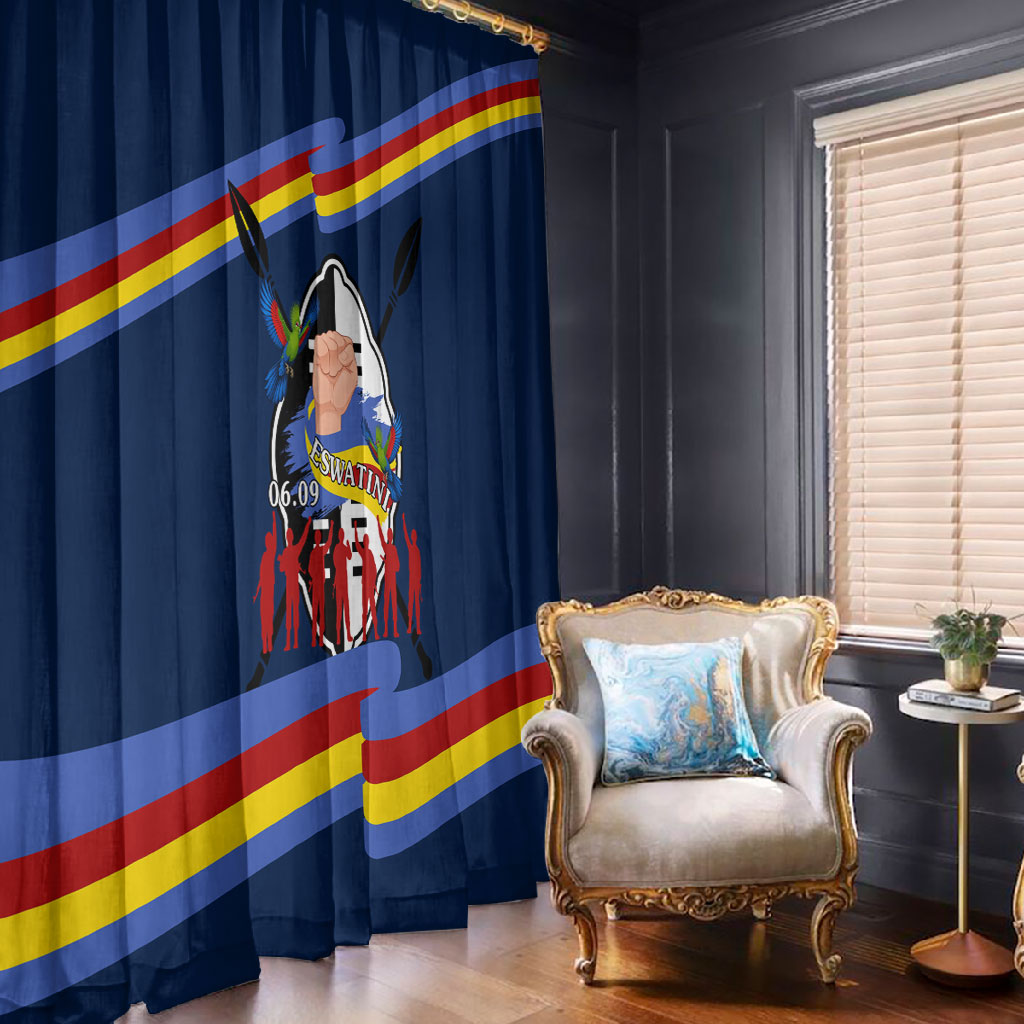 Eswatini Somhlolo Day Window Curtain Swazi Flag Tribal Shield Heritage Graphic