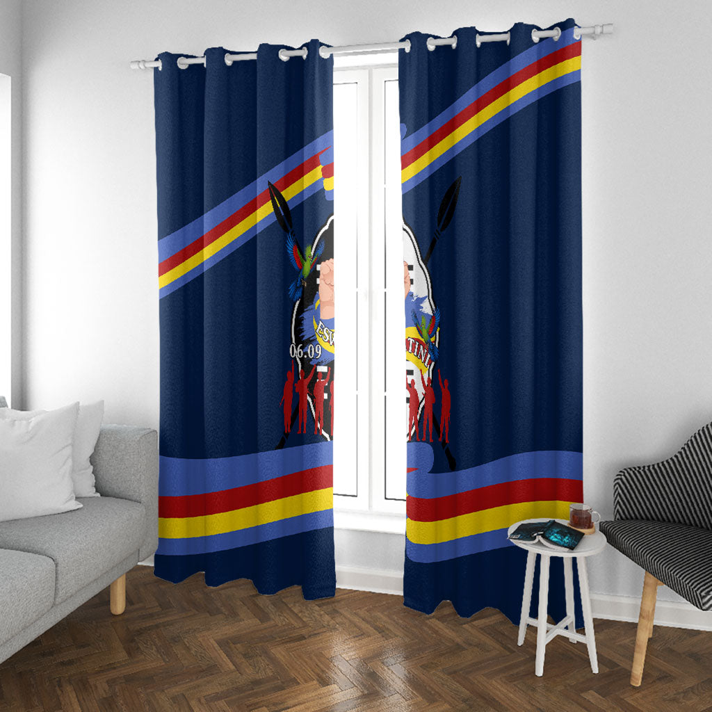 Eswatini Somhlolo Day Window Curtain Swazi Flag Tribal Shield Heritage Graphic