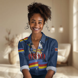 Eswatini Somhlolo Day Women Casual Shirt Swazi Flag Tribal Shield Heritage Graphic