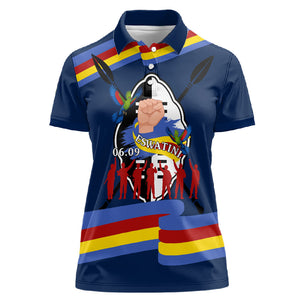 Eswatini Somhlolo Day Women Polo Shirt Swazi Flag Tribal Shield Heritage Graphic