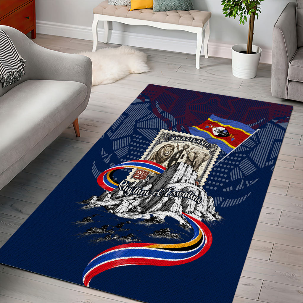 Eswatini Somhlolo Day Area Rug Swazi Flag Stamp Traditional Dancer African Heritage Graphic
