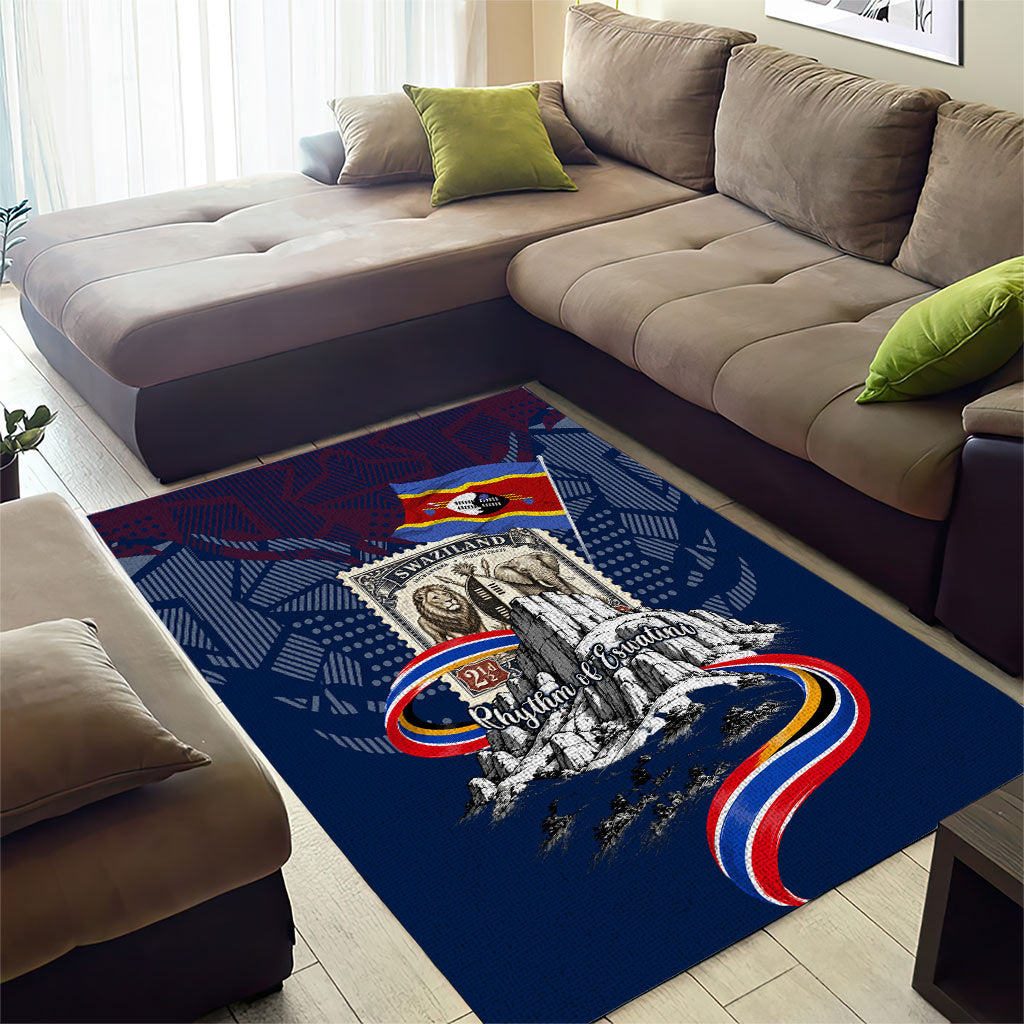 Eswatini Somhlolo Day Area Rug Swazi Flag Stamp Traditional Dancer African Heritage Graphic