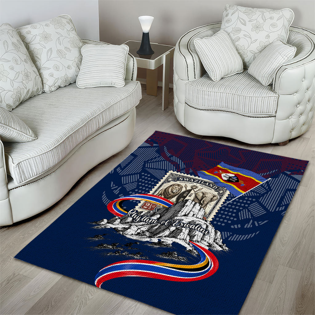 Eswatini Somhlolo Day Area Rug Swazi Flag Stamp Traditional Dancer African Heritage Graphic