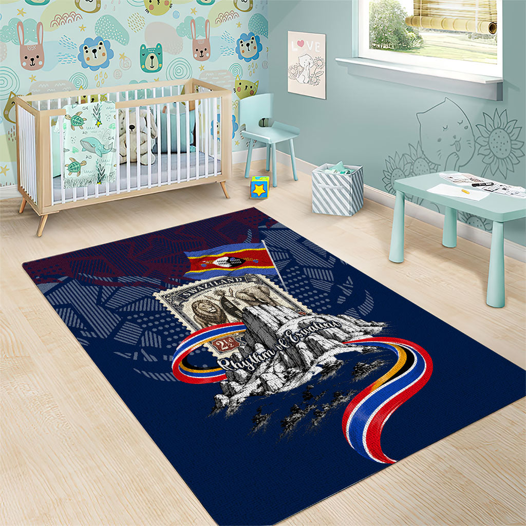 Eswatini Somhlolo Day Area Rug Swazi Flag Stamp Traditional Dancer African Heritage Graphic