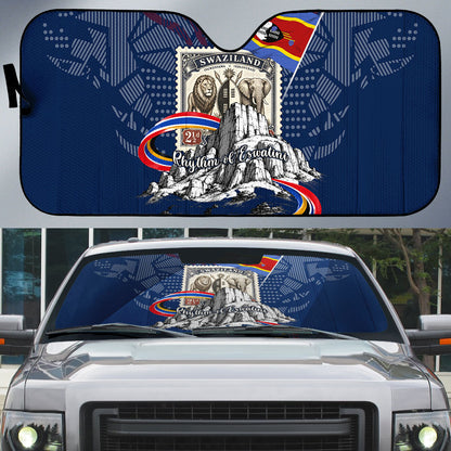 Eswatini Somhlolo Day Auto Sun Shade Swazi Flag Stamp Traditional Dancer African Heritage Graphic