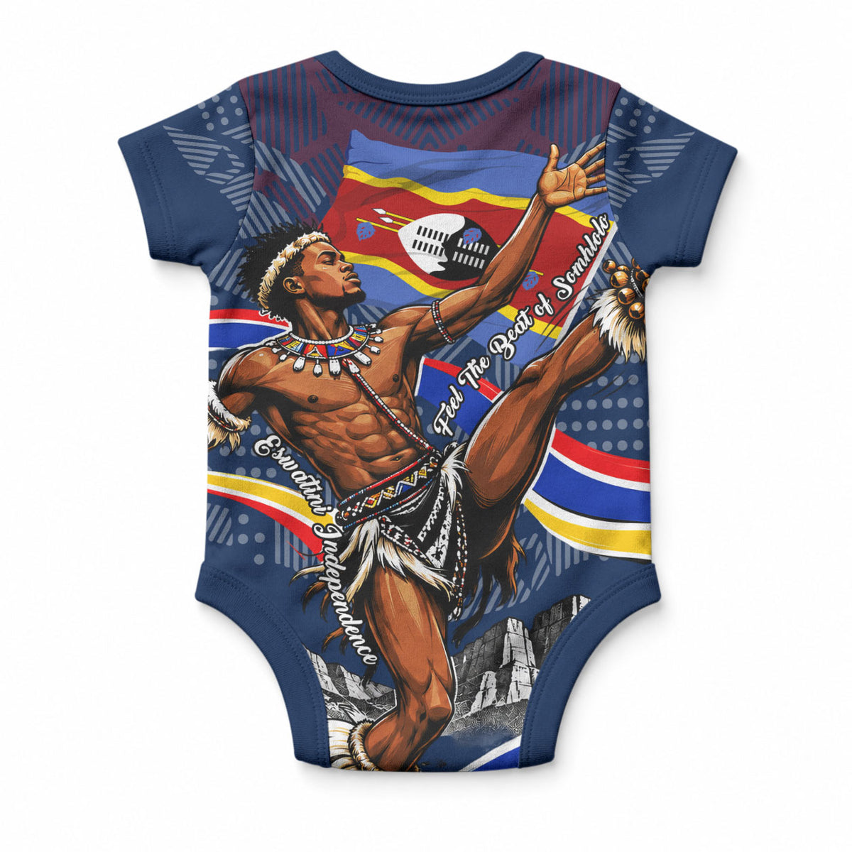 Eswatini Somhlolo Day Baby Onesie Swazi Flag Stamp Traditional Dancer African Heritage Graphic