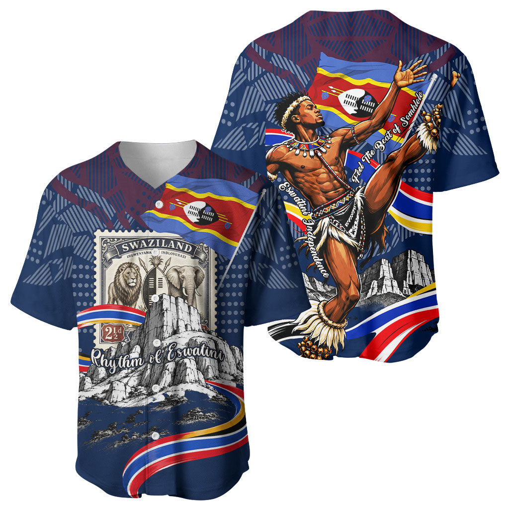 Eswatini Somhlolo Day Baseball Jersey Swazi Flag Stamp Traditional Dancer African Heritage Graphic
