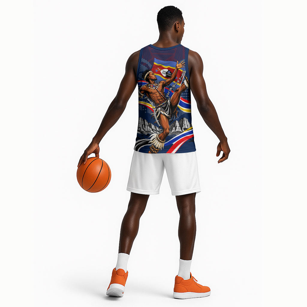 Eswatini Somhlolo Day Basketball Jersey Swazi Flag Stamp Traditional Dancer African Heritage Graphic