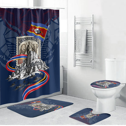 Eswatini Somhlolo Day Bathroom Set Swazi Flag Stamp Traditional Dancer African Heritage Graphic