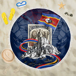 Eswatini Somhlolo Day Beach Blanket Swazi Flag Stamp Traditional Dancer African Heritage Graphic