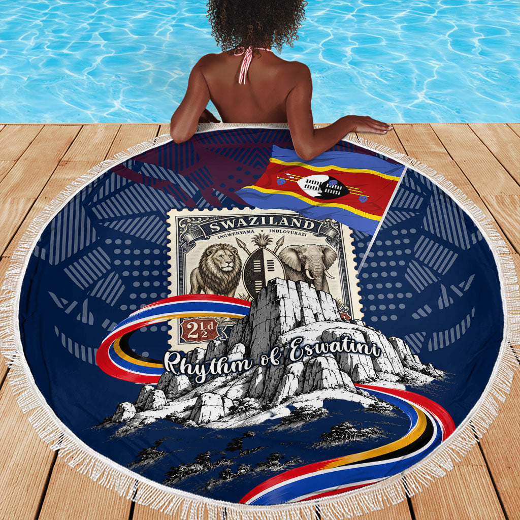 Eswatini Somhlolo Day Beach Blanket Swazi Flag Stamp Traditional Dancer African Heritage Graphic