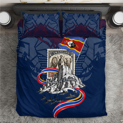 Eswatini Somhlolo Day Bedding Set Swazi Flag Stamp Traditional Dancer African Heritage Graphic