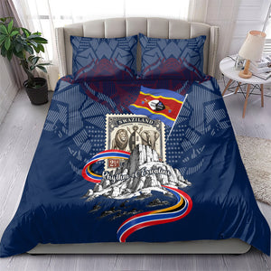 Eswatini Somhlolo Day Bedding Set Swazi Flag Stamp Traditional Dancer African Heritage Graphic