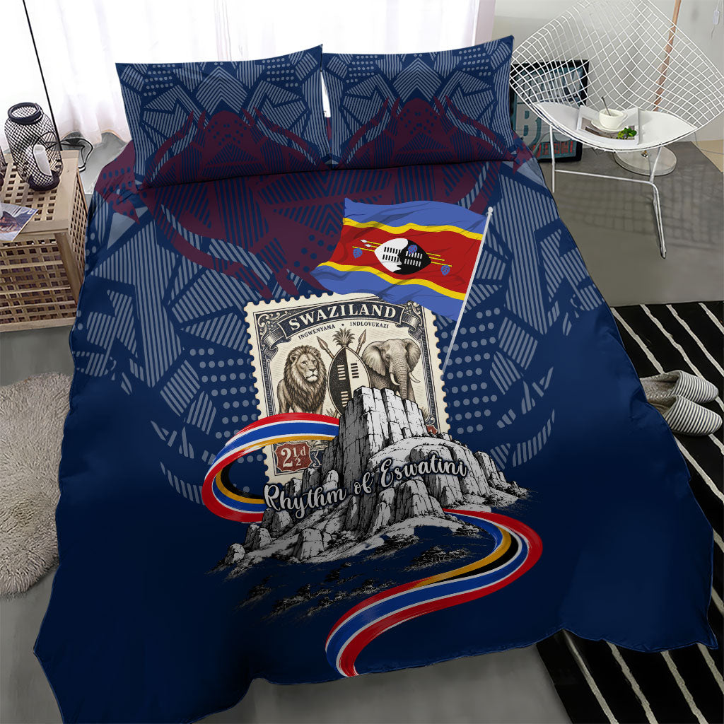 Eswatini Somhlolo Day Bedding Set Swazi Flag Stamp Traditional Dancer African Heritage Graphic