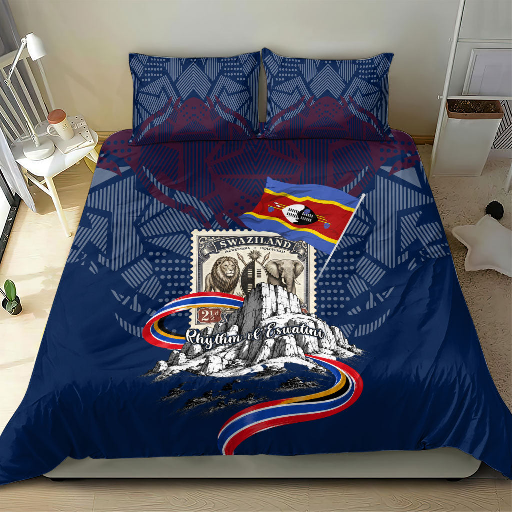 Eswatini Somhlolo Day Bedding Set Swazi Flag Stamp Traditional Dancer African Heritage Graphic