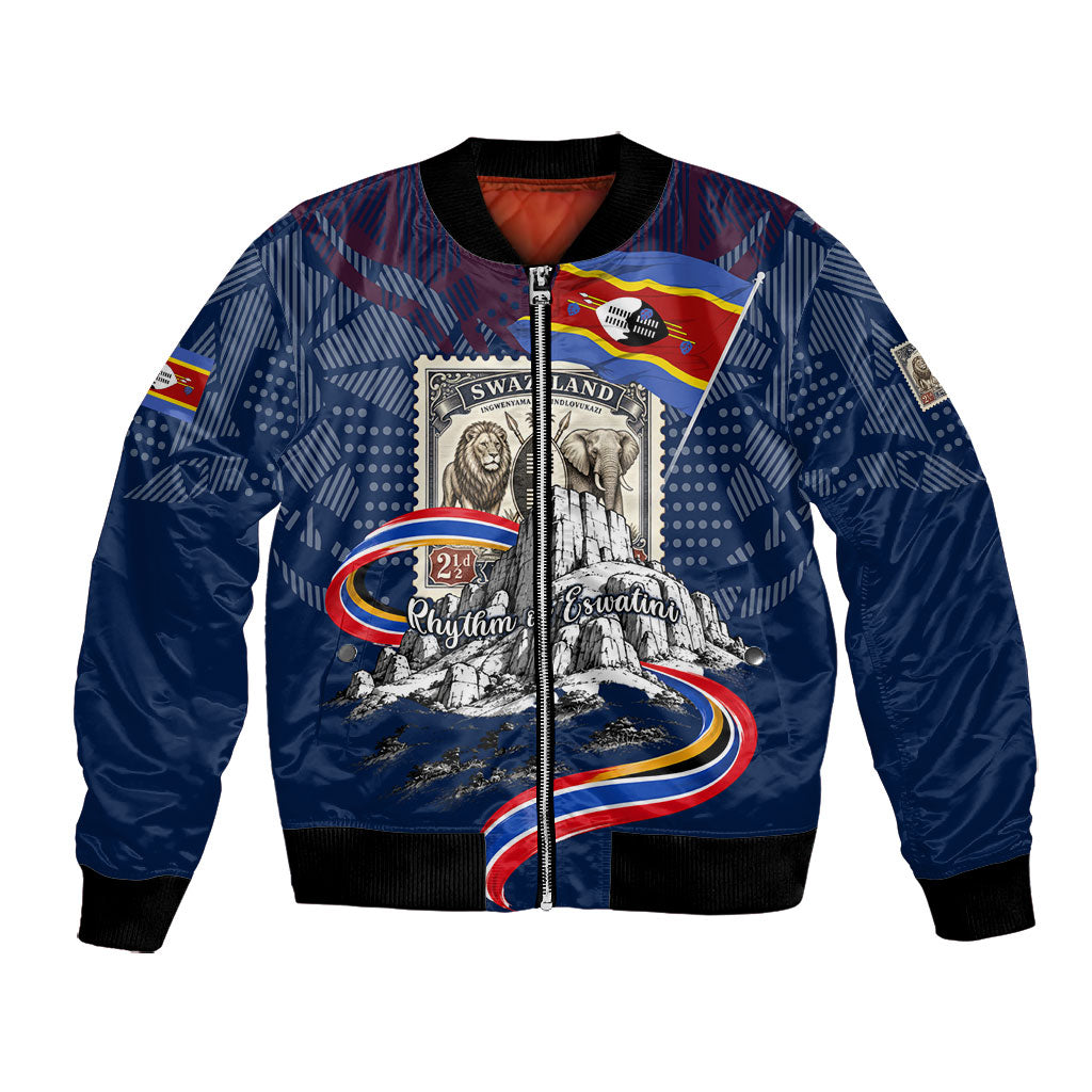 Eswatini Somhlolo Day Bomber Jacket Swazi Flag Stamp Traditional Dancer African Heritage Graphic