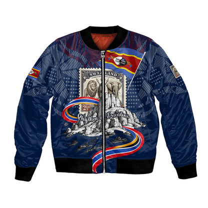 Eswatini Somhlolo Day Bomber Jacket Swazi Flag Stamp Traditional Dancer African Heritage Graphic