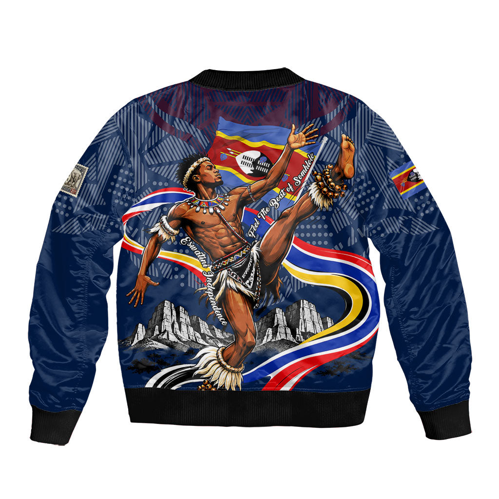 Eswatini Somhlolo Day Bomber Jacket Swazi Flag Stamp Traditional Dancer African Heritage Graphic