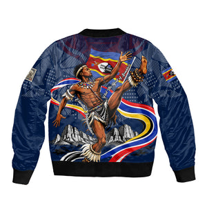 Eswatini Somhlolo Day Bomber Jacket Swazi Flag Stamp Traditional Dancer African Heritage Graphic