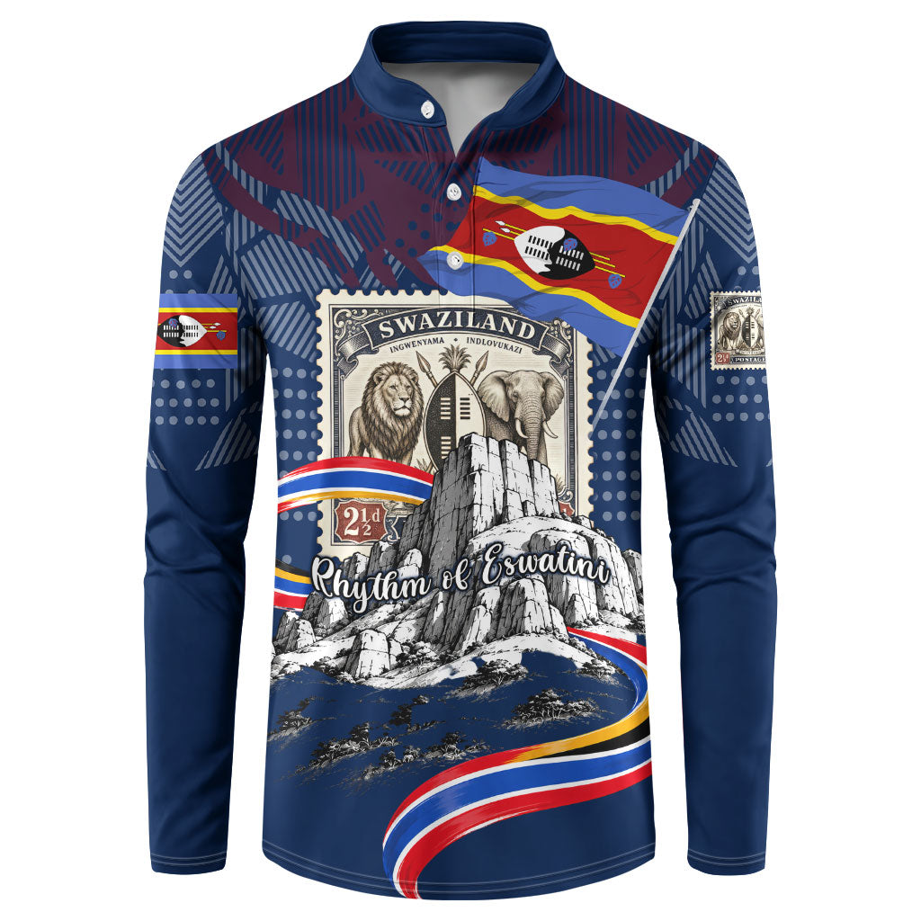 Eswatini Somhlolo Day Button Sweatshirt Swazi Flag Stamp Traditional Dancer African Heritage Graphic