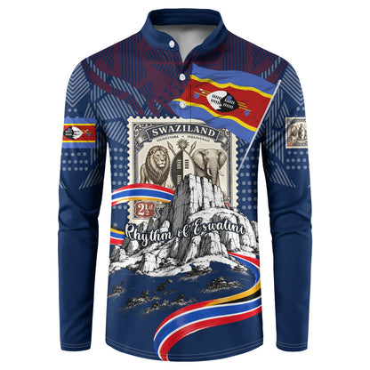 Eswatini Somhlolo Day Button Sweatshirt Swazi Flag Stamp Traditional Dancer African Heritage Graphic