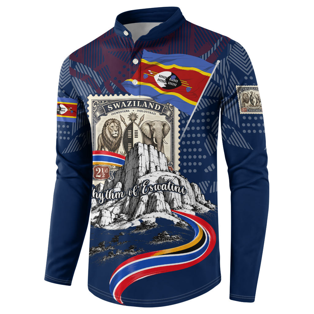 Eswatini Somhlolo Day Button Sweatshirt Swazi Flag Stamp Traditional Dancer African Heritage Graphic