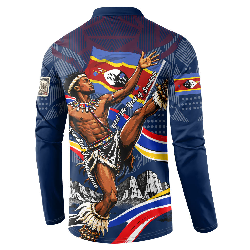 Eswatini Somhlolo Day Button Sweatshirt Swazi Flag Stamp Traditional Dancer African Heritage Graphic