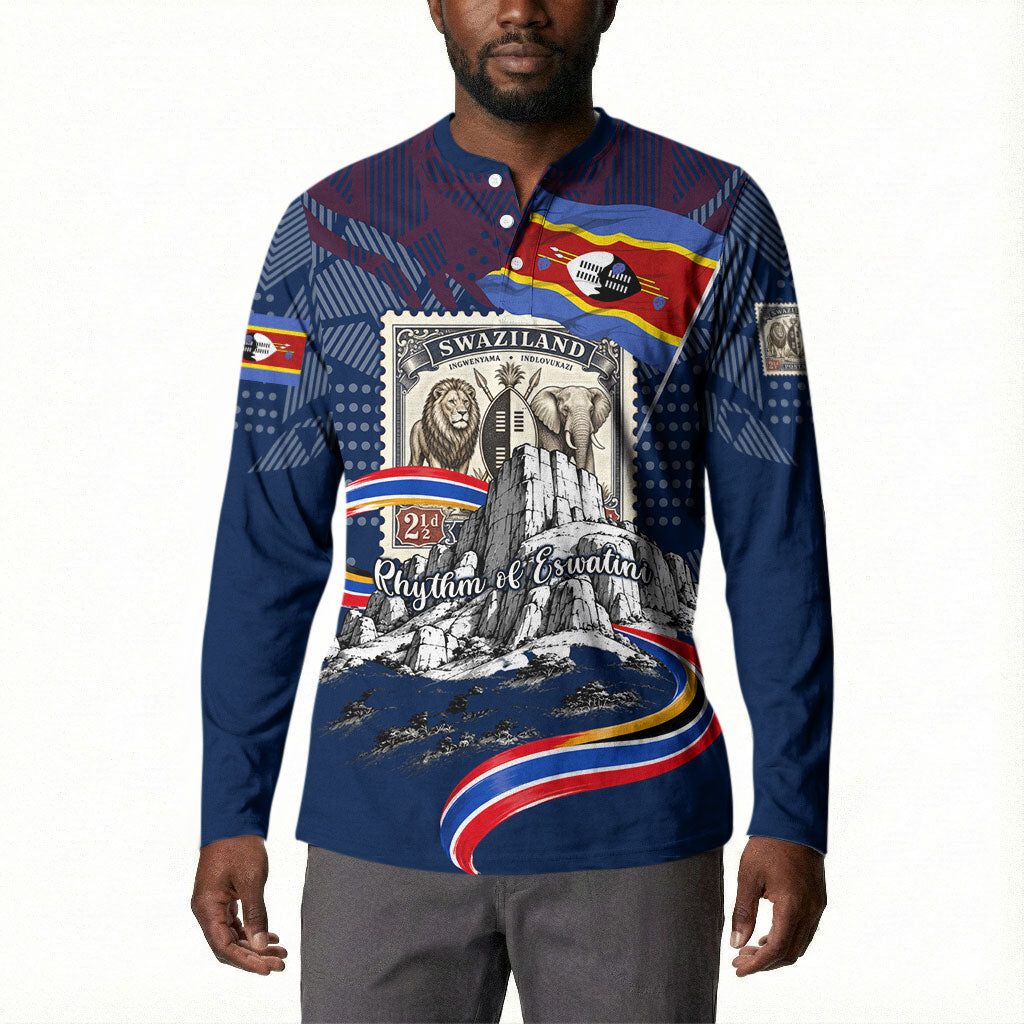 Eswatini Somhlolo Day Button Sweatshirt Swazi Flag Stamp Traditional Dancer African Heritage Graphic