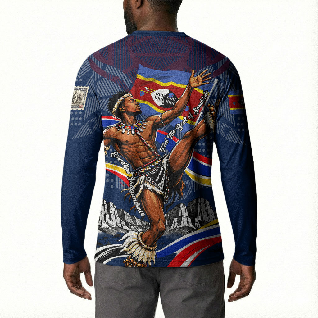 Eswatini Somhlolo Day Button Sweatshirt Swazi Flag Stamp Traditional Dancer African Heritage Graphic