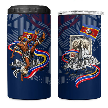 Eswatini Somhlolo Day 4 in 1 Can Cooler Tumbler Swazi Flag Stamp Traditional Dancer African Heritage Graphic
