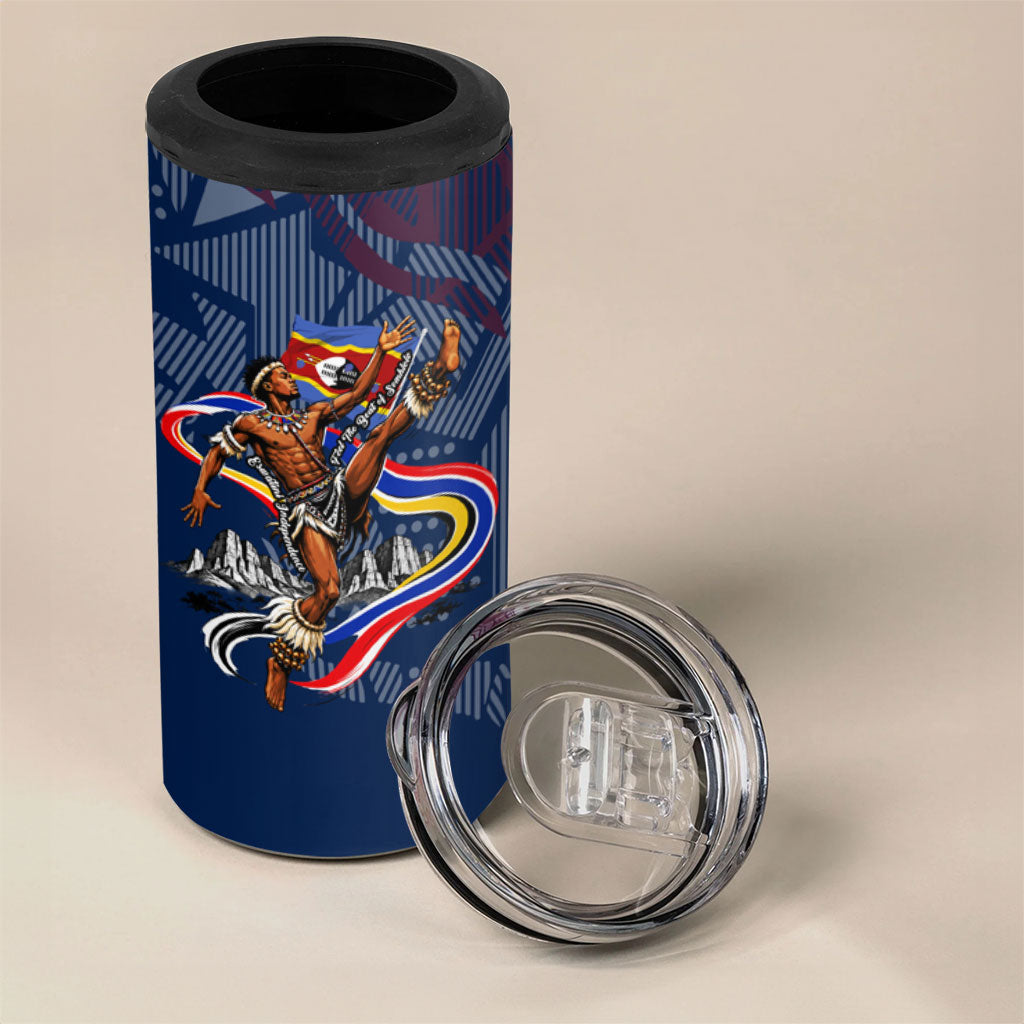 Eswatini Somhlolo Day 4 in 1 Can Cooler Tumbler Swazi Flag Stamp Traditional Dancer African Heritage Graphic