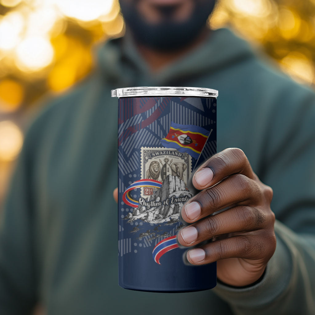 Eswatini Somhlolo Day 4 in 1 Can Cooler Tumbler Swazi Flag Stamp Traditional Dancer African Heritage Graphic