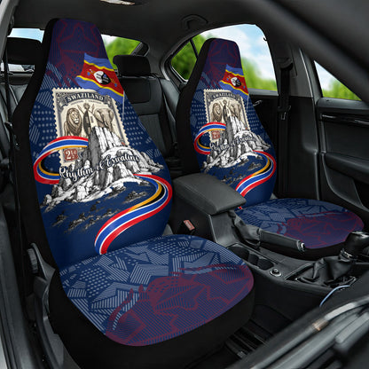 Eswatini Somhlolo Day Car Seat Cover Swazi Flag Stamp Traditional Dancer African Heritage Graphic