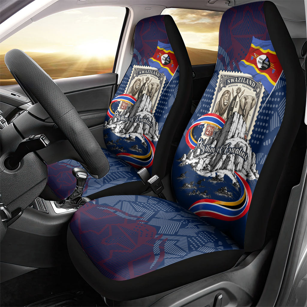 Eswatini Somhlolo Day Car Seat Cover Swazi Flag Stamp Traditional Dancer African Heritage Graphic