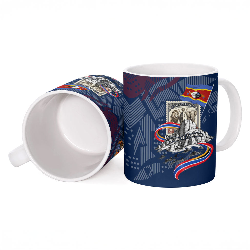 Eswatini Somhlolo Day Ceramic Mug Swazi Flag Stamp Traditional Dancer African Heritage Graphic