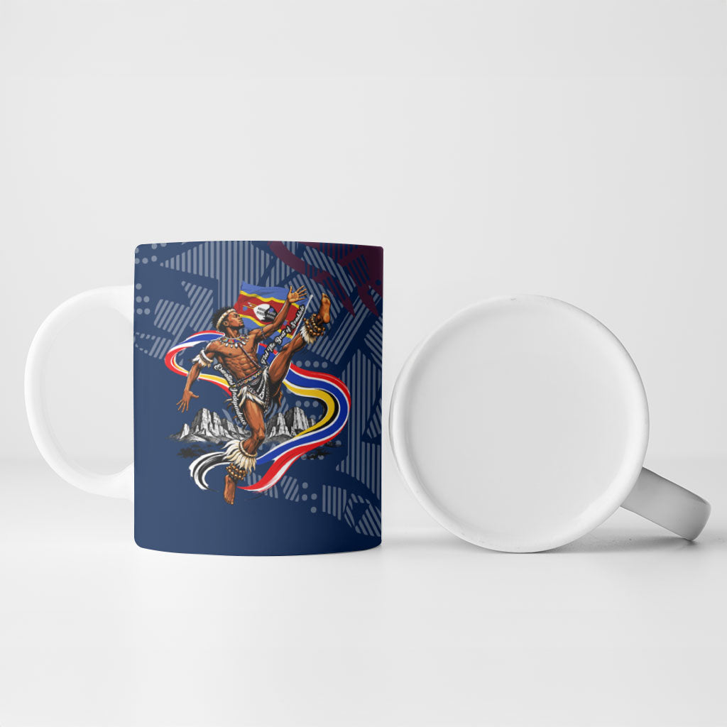 Eswatini Somhlolo Day Ceramic Mug Swazi Flag Stamp Traditional Dancer African Heritage Graphic