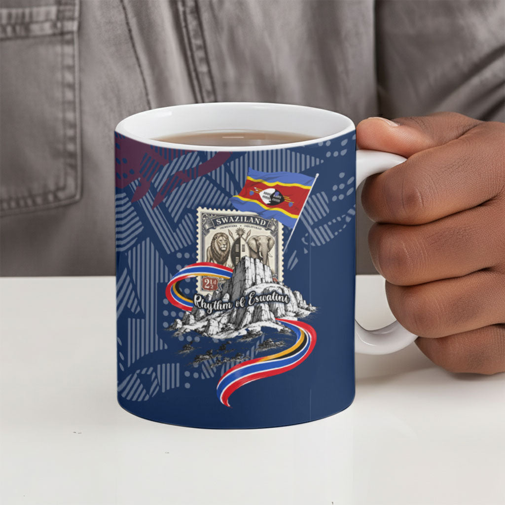 Eswatini Somhlolo Day Ceramic Mug Swazi Flag Stamp Traditional Dancer African Heritage Graphic