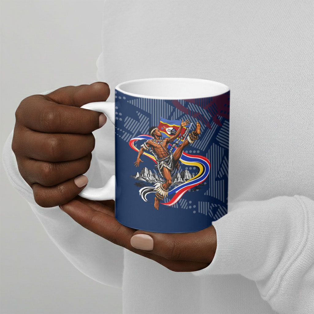 Eswatini Somhlolo Day Ceramic Mug Swazi Flag Stamp Traditional Dancer African Heritage Graphic