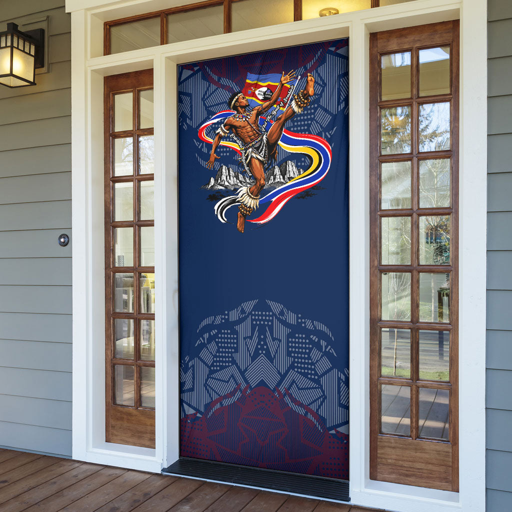 Eswatini Somhlolo Day Door Cover Swazi Flag Stamp Traditional Dancer African Heritage Graphic